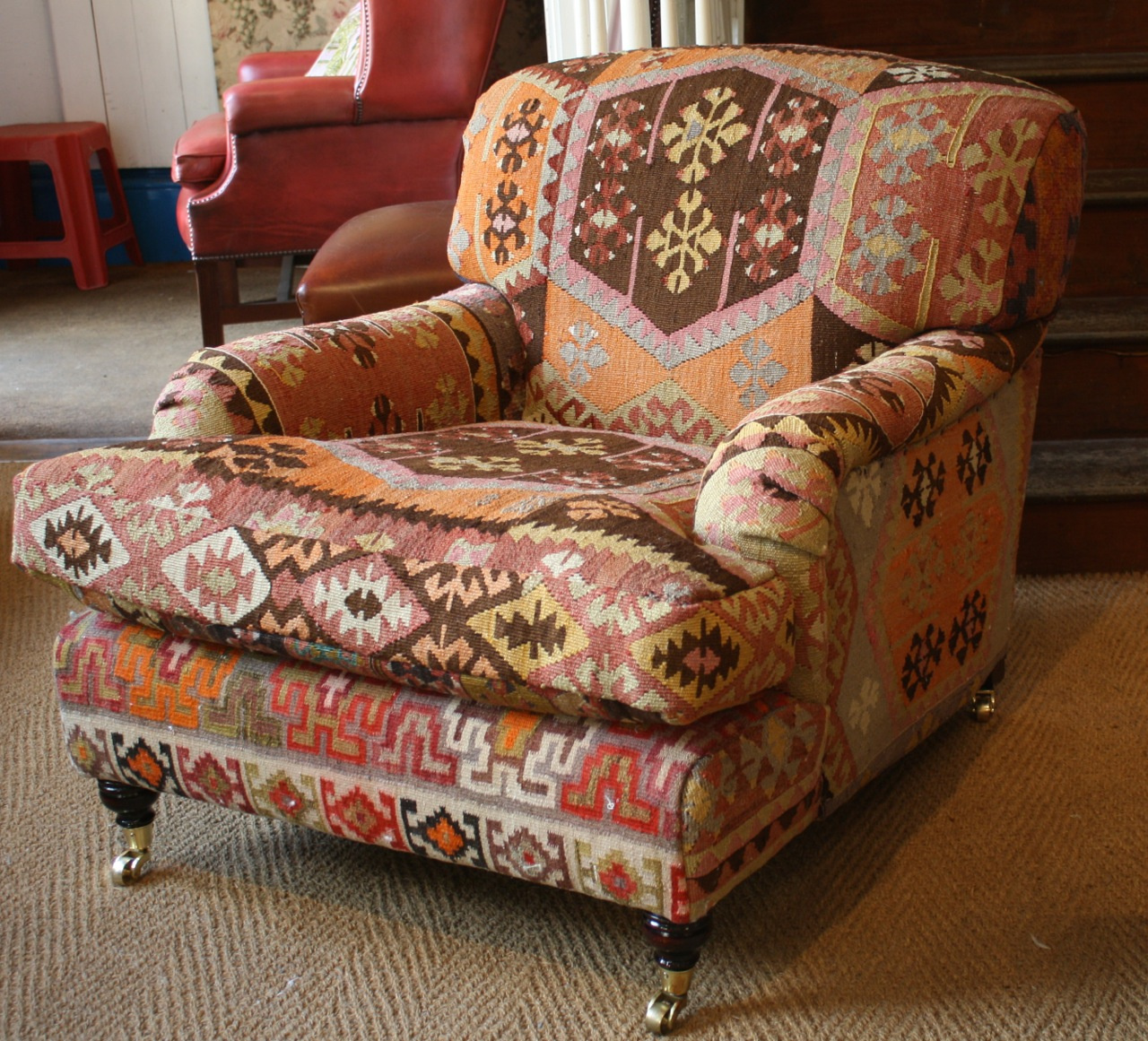 Lansdown Kilim Chair, Leather Chairs of Bath, Kilim Chair, Kelim Chair